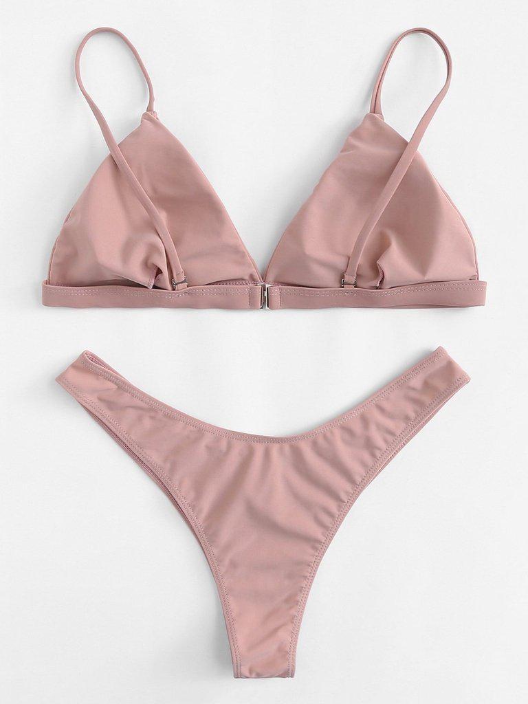 Halter Neck Triangle Bikini Set-swimwear-Des Mess