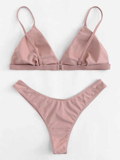 Halter Neck Triangle Bikini Set-swimwear-Des Mess