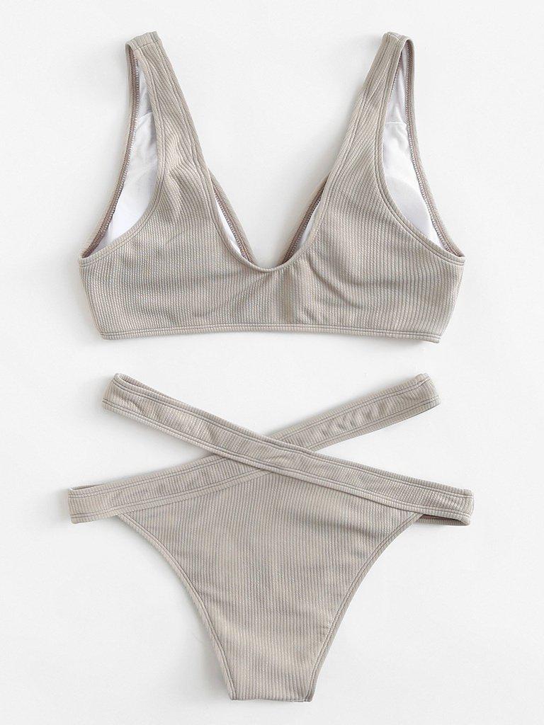 Crisscross Solid Bikini Set-swimwear-Des Mess