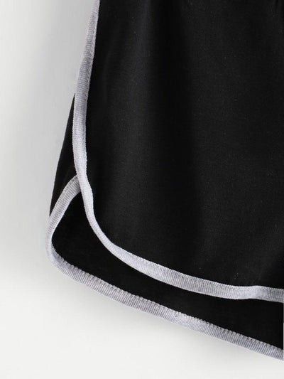 Drawstring Waist Ringer Shorts-bottom-Des Mess