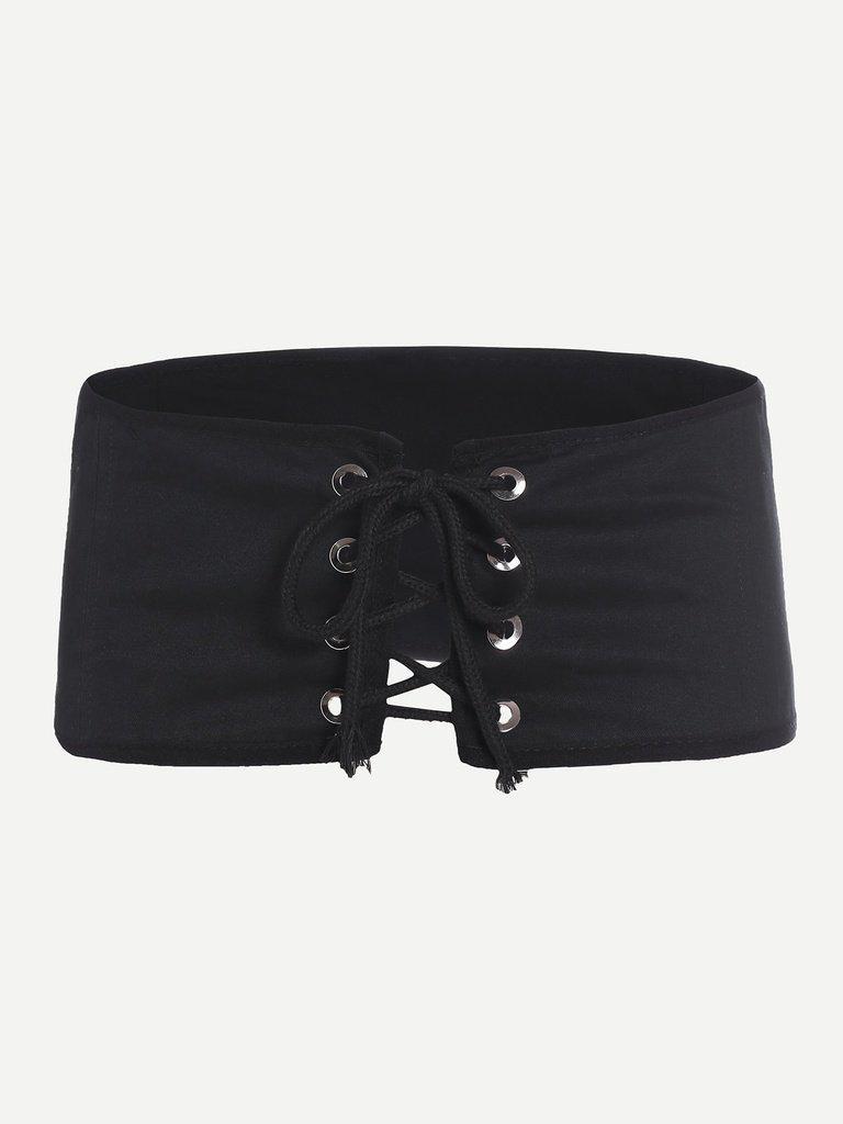 Eyelet Lace Up Wide Belt-accessories-Des Mess