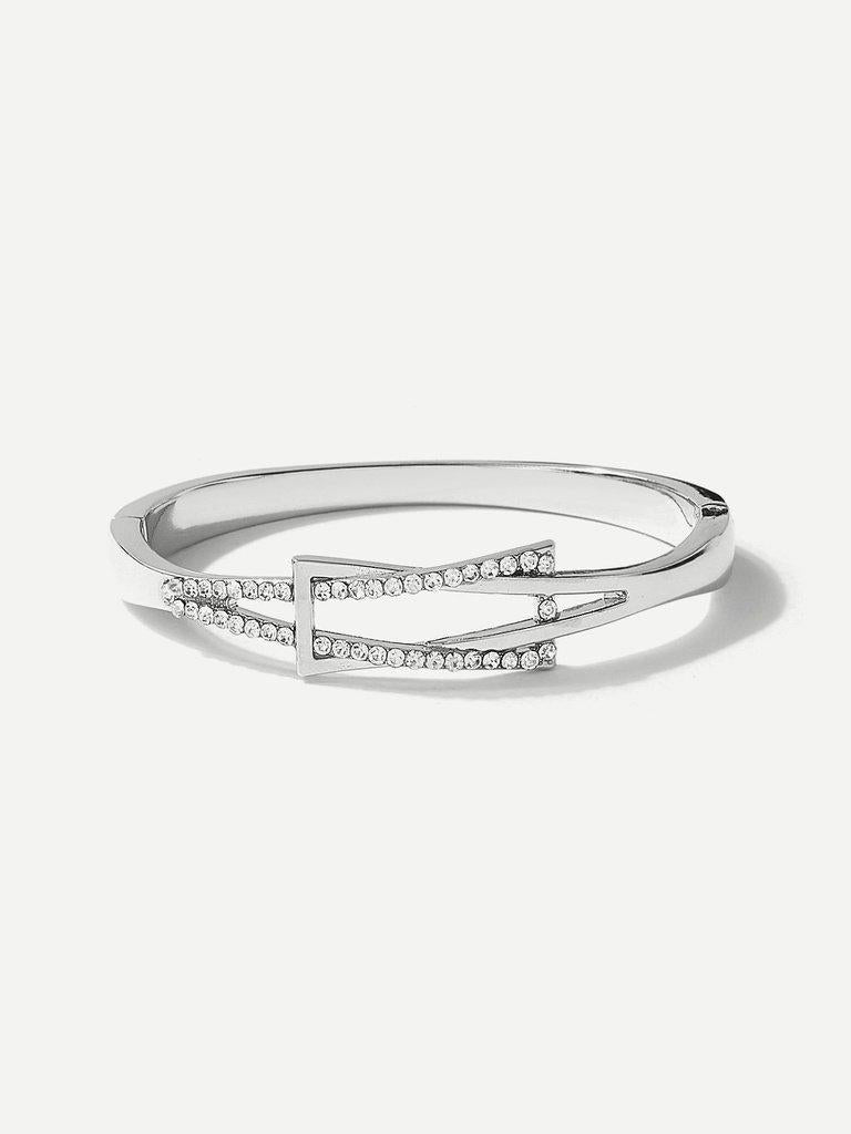 Rhinestone Inlay Spring Cuff Bangle--Des Mess