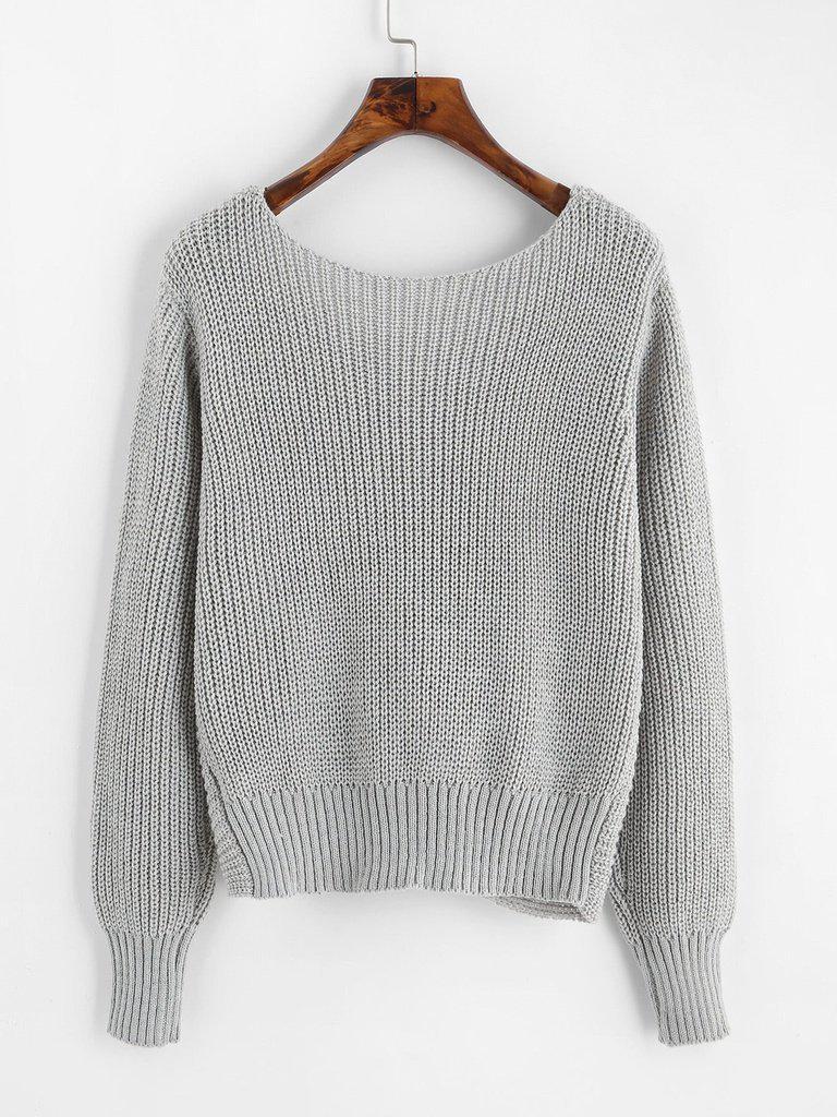 Pearl Beaded Detail Twist Sweater-outerwear-Des Mess