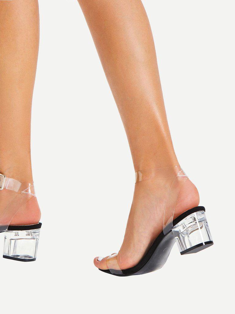 Clear Strap Block Heeled Sandals-shoes-Des Mess