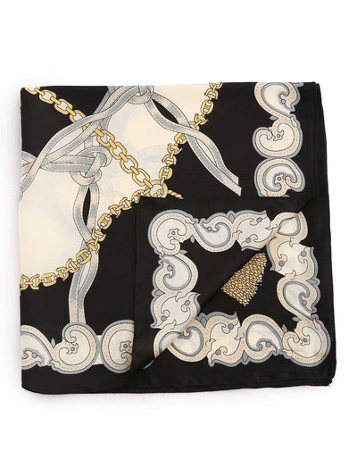 Chain & Tassel Print Satin Bandana-accessories-Des Mess
