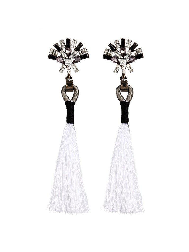 Rhinestone Top Tassel Drop Earrings-jewelry-Des Mess