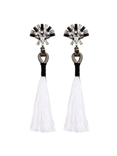 Rhinestone Top Tassel Drop Earrings-jewelry-Des Mess
