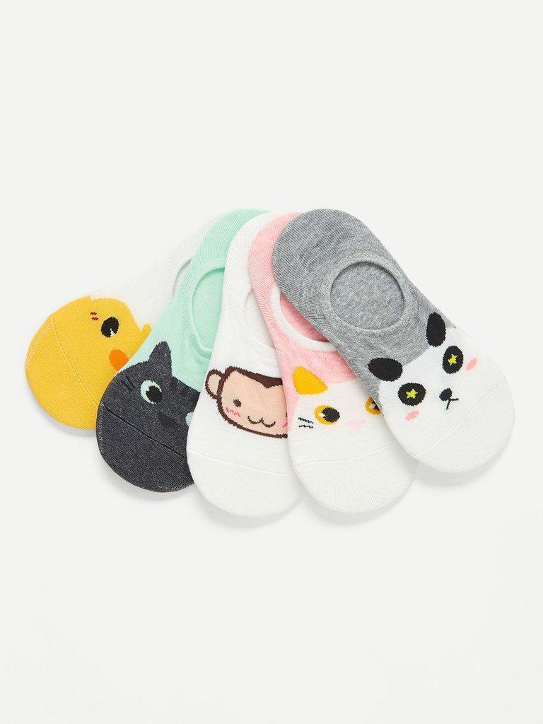 Animal Print Invisible Socks 5pairs-accessories-Des Mess