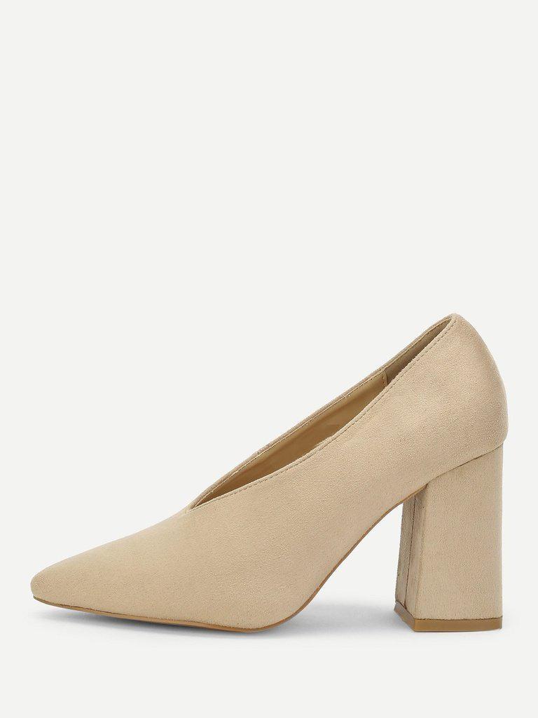 High Vamp Chunky Heeled Pumps-shoes-Des Mess