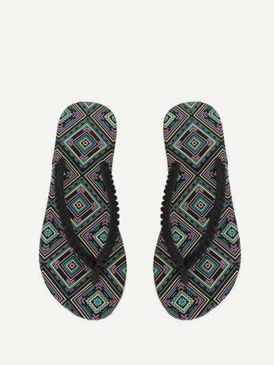 Pom Pom Front Flip Flops-shoes-Des Mess