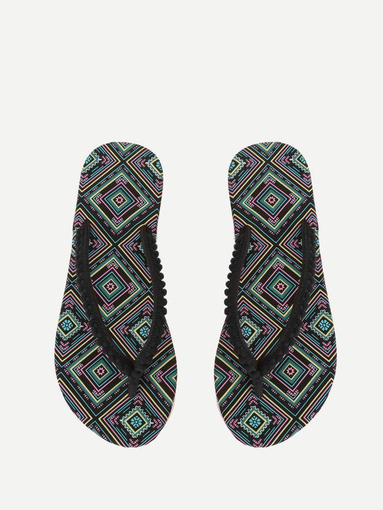 Pom Pom Front Flip Flops-shoes-Des Mess