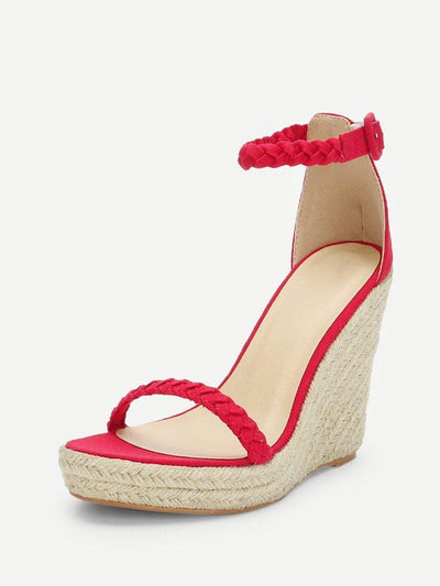 Plaited Strap Espadrille Wedge Sandals-shoes-Des Mess