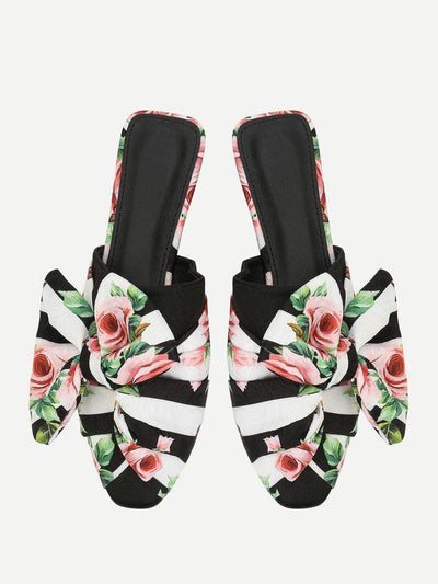 Bow Detail Floral Print Flats-shoes-Des Mess