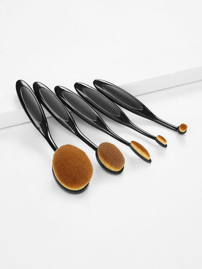 Black 5PCS Oval Makeup Brush Set-makeup-Des Mess