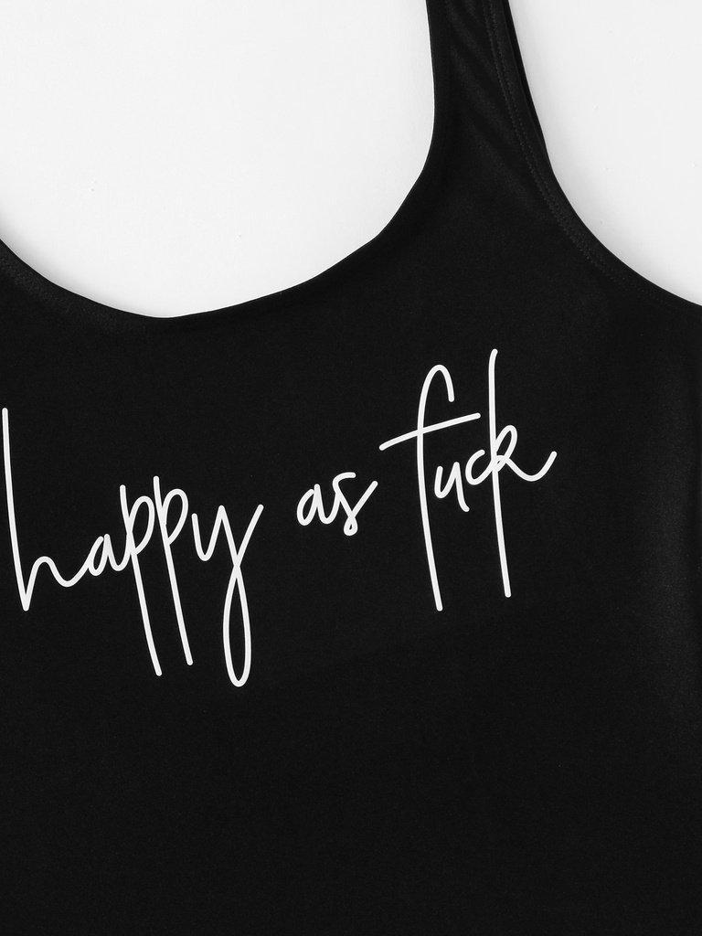 Slogan Print Low Back Swimsuit-swimwear-Des Mess