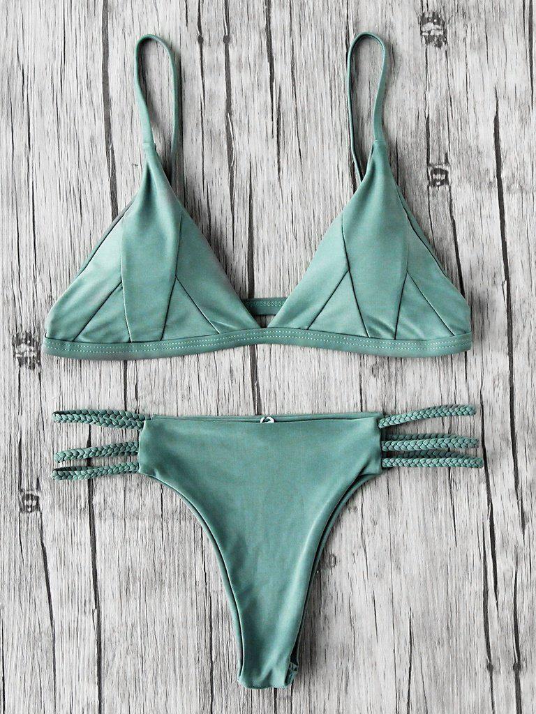 Braided Strap Side Cutout Seam Bikini Set-swimwear-Des Mess
