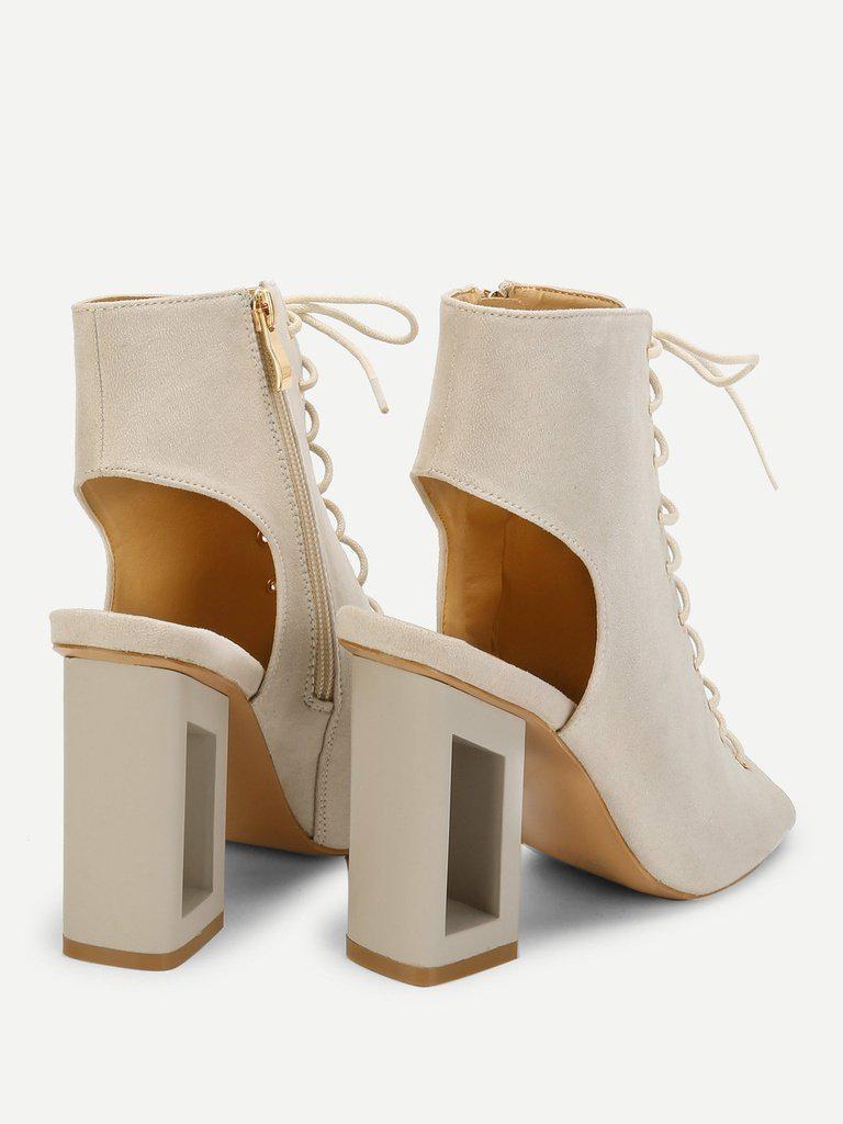 Open Back Lace Up Heeled Sandals-shoes-Des Mess