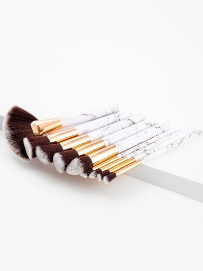 Marble Pattern Handle Brush Set 9pcs-makeup-Des Mess