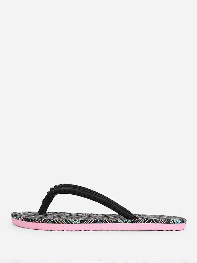 Pom Pom Front Flip Flops-shoes-Des Mess