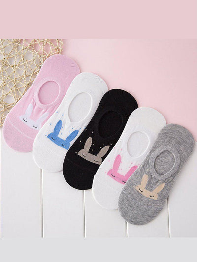 Rabbit Pattern Invisible Socks 5Pairs-accessories-Des Mess