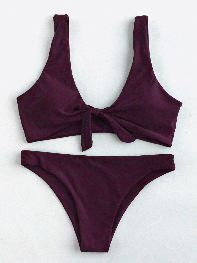 Knot Front Bikini Set-swimwear-Des Mess