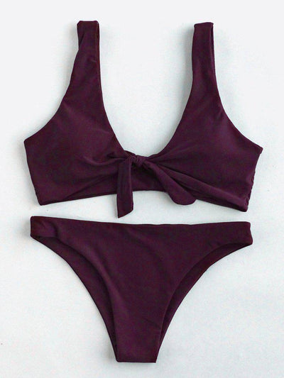 Knot Front Bikini Set-swimwear-Des Mess