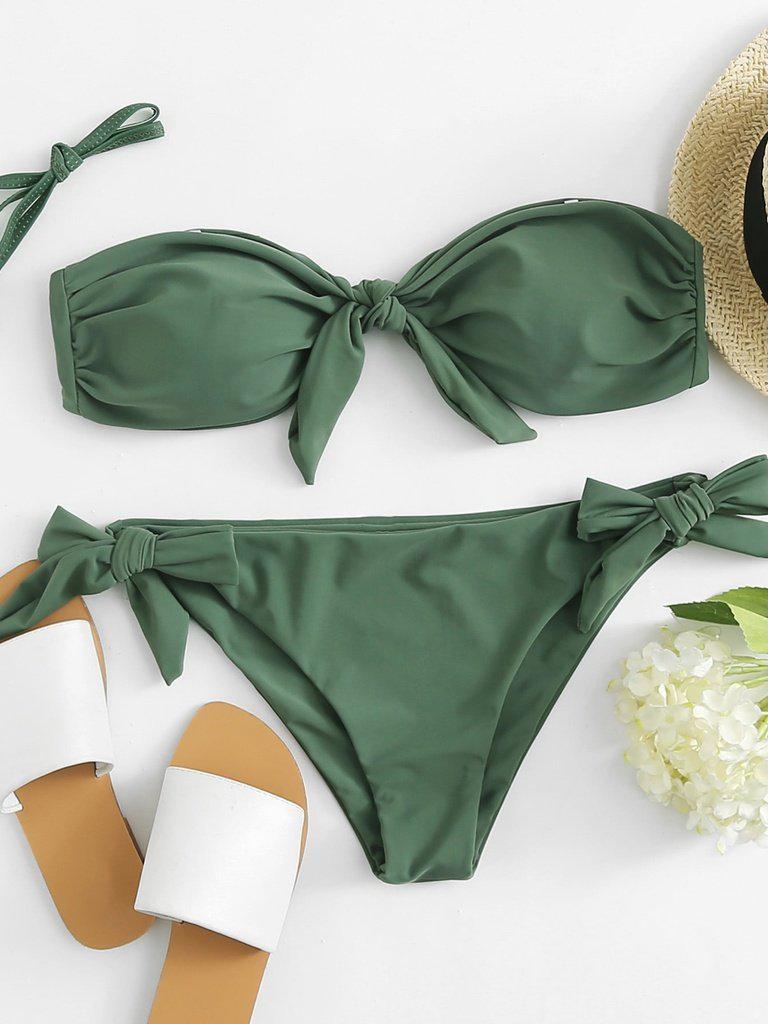 Detachable Straps Knot Bikini Set-swimwear-Des Mess