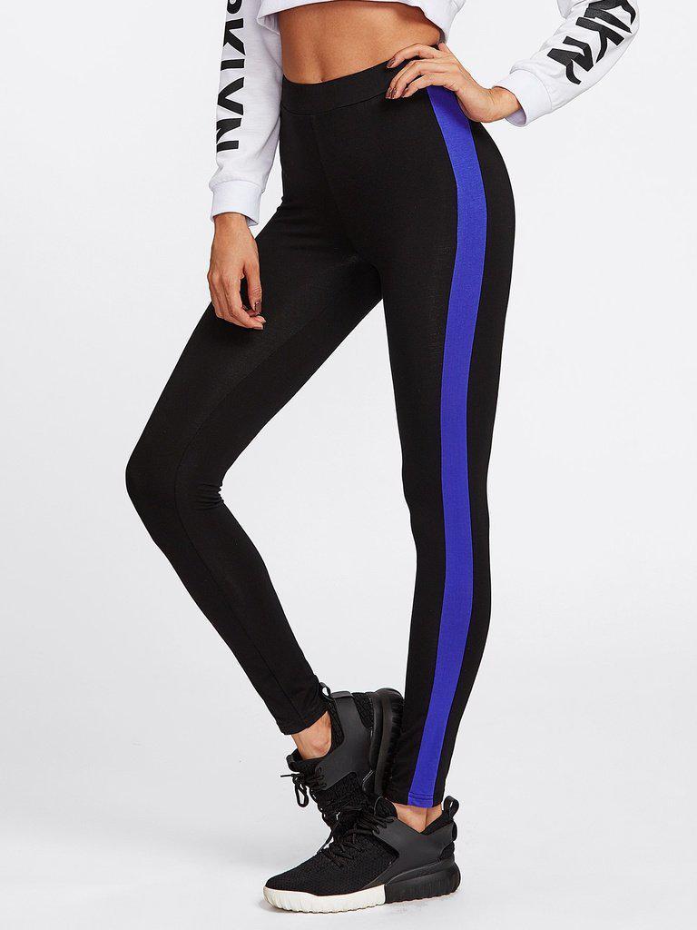 Contrast Panel Side Leggings-bottom-Des Mess
