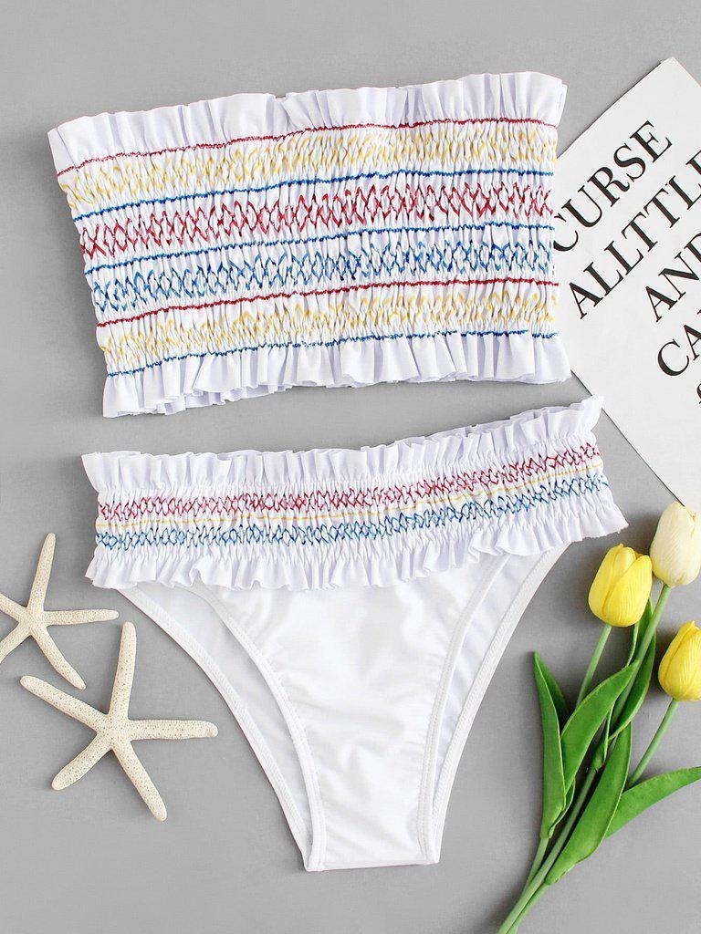 Ruched Bandeau Bikini Set-swimwear-Des Mess