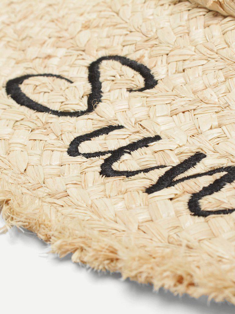 Embroidered Letter Straw Hat-accessories-Des Mess