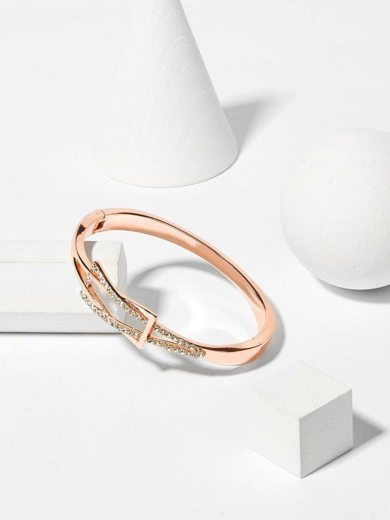 Rhinestone Inlay Spring Cuff Bangle--Des Mess