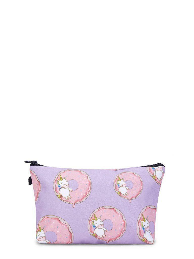Unicorn & Doughnut Print Makeup Bag-makeup-Des Mess