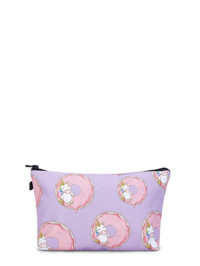 Unicorn & Doughnut Print Makeup Bag-makeup-Des Mess