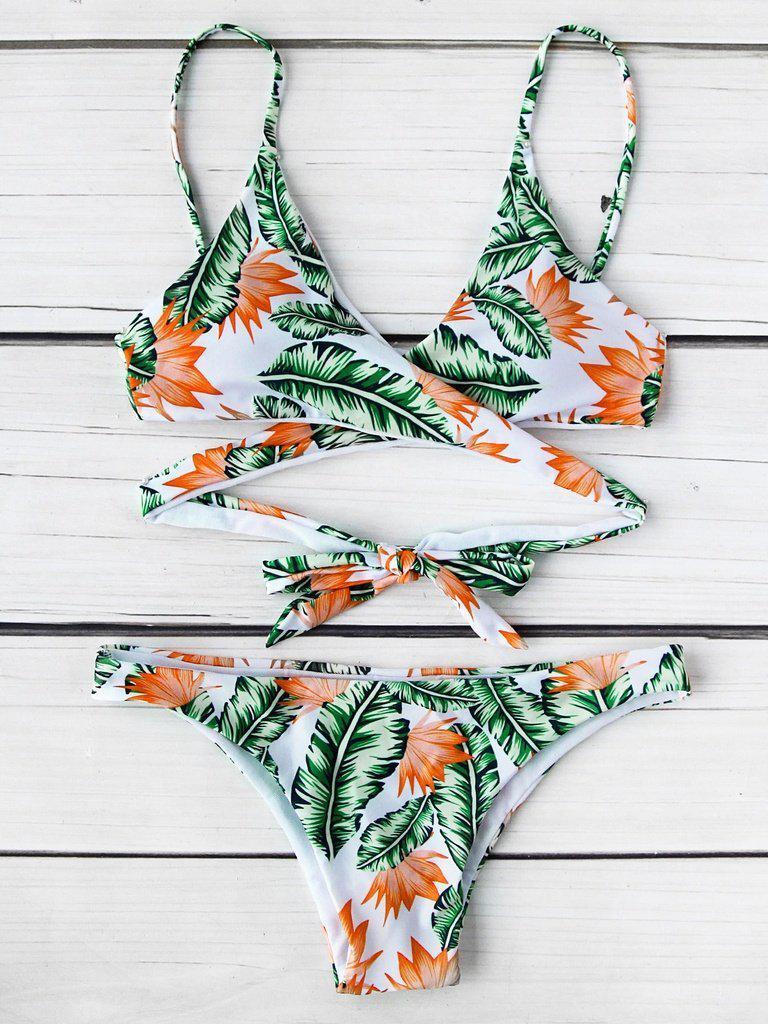 Jungle Print Wrap Bikini Set-swimwear-Des Mess