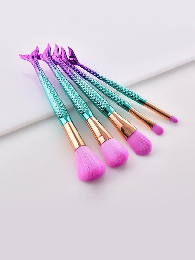 Fish Shaped Ombre Handle Eye Brush 5Pcs-makeup-Des Mess