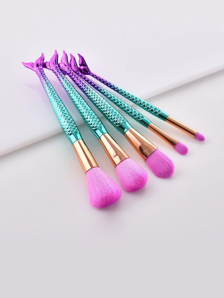 Fish Shaped Ombre Handle Eye Brush 5Pcs-makeup-Des Mess
