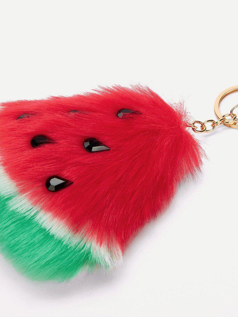 Faux Fur Watermelon Keychain-others-Des Mess
