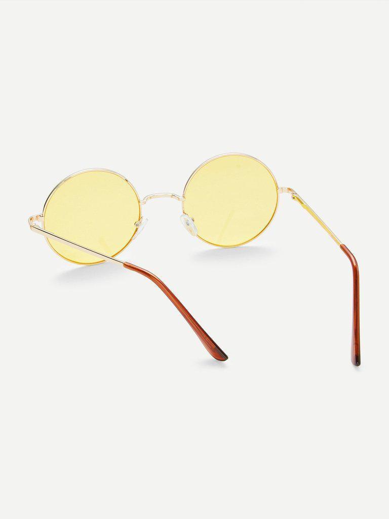 Metal Frame Yellow Round Lens Retro Style Sunglasses-accessories-Des Mess