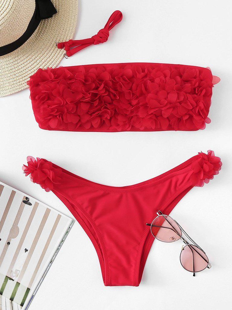 Flower Appliques Bikini Set-swimwear-Des Mess