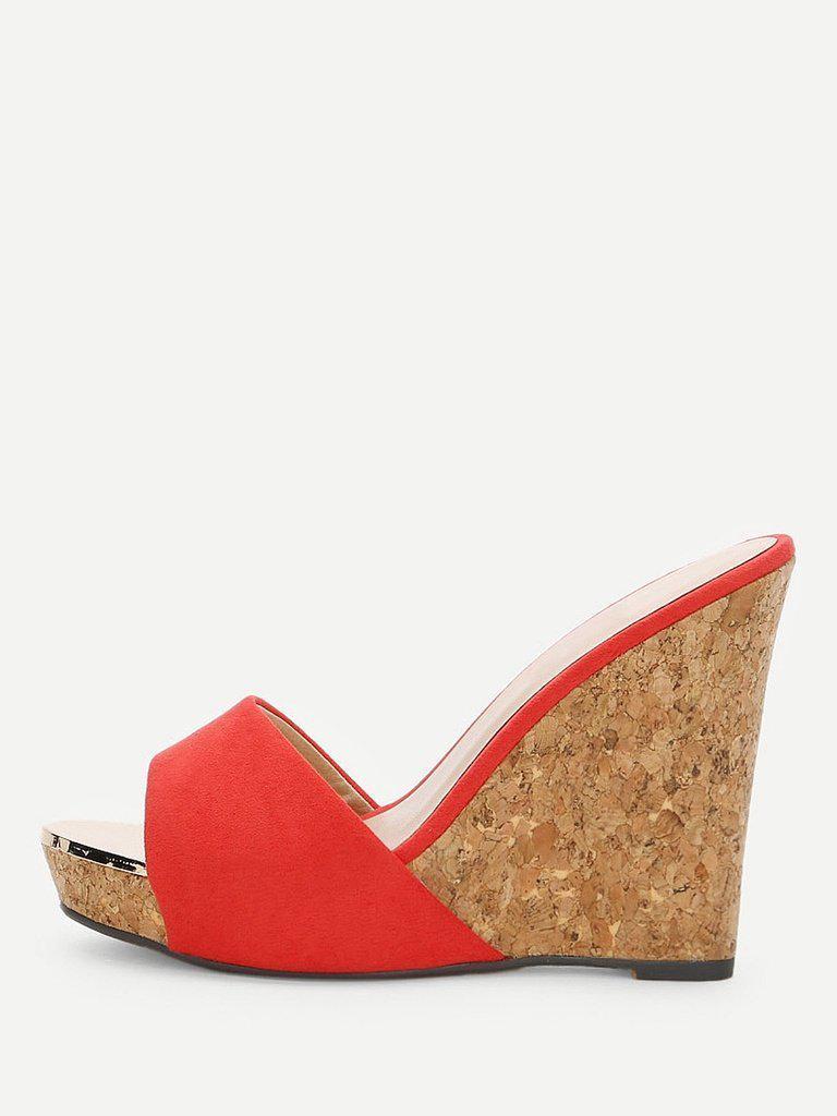 Suede Platform Wedge Mules-shoes-Des Mess