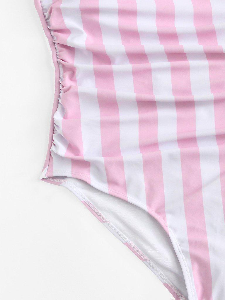 Ruched Detail Low Back Striped Swimsuit-swimwear-Des Mess