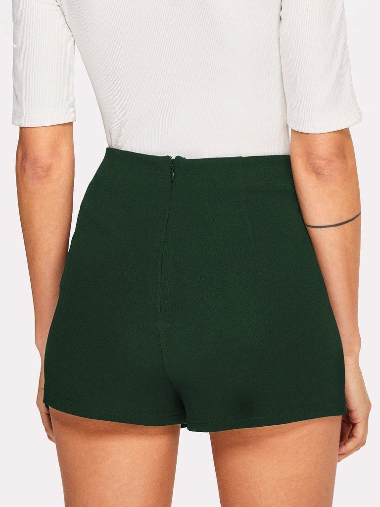 Split Front Solid Skort-bottom-Des Mess