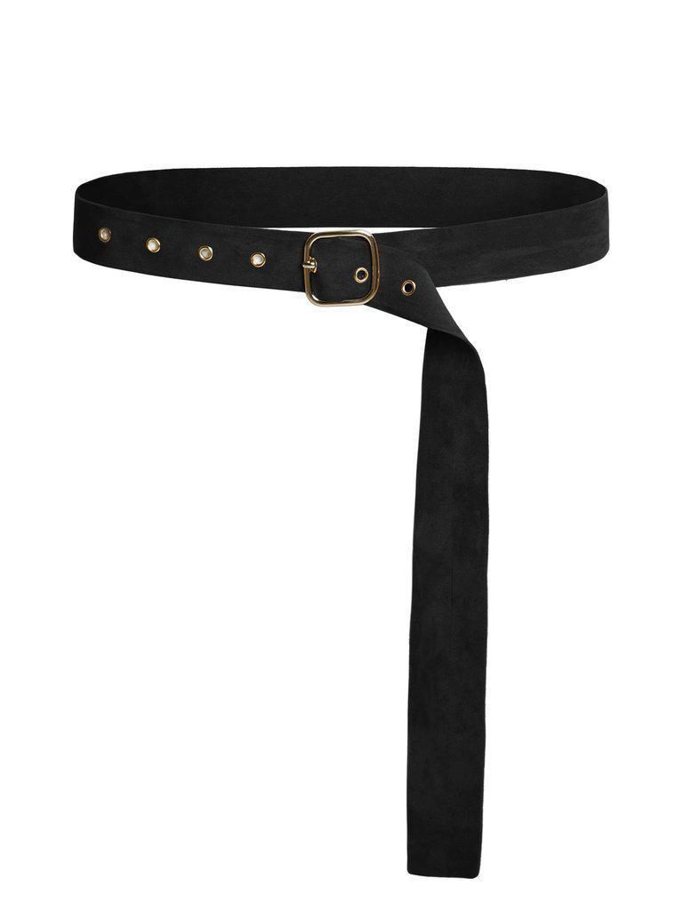 Square Buckle Eyelet Suede Belt-accessories-Des Mess