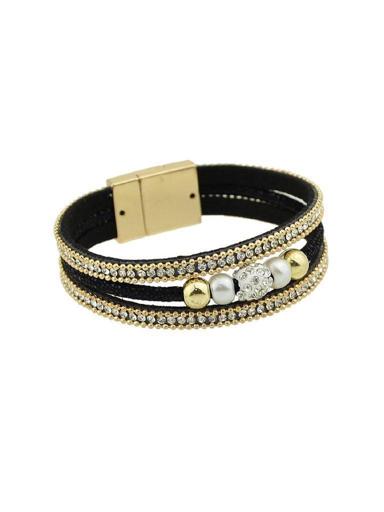 Multilayer Bracelet Wristband With Rhinestone Decoration--Des Mess