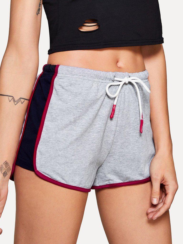 Contrast Binding Color Block Dolphin Shorts-bottom-Des Mess