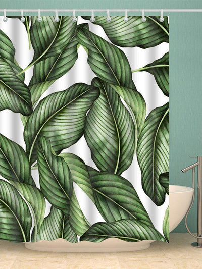 Tropical Print Shower Curtain With Hook 12pcs-others-Des Mess