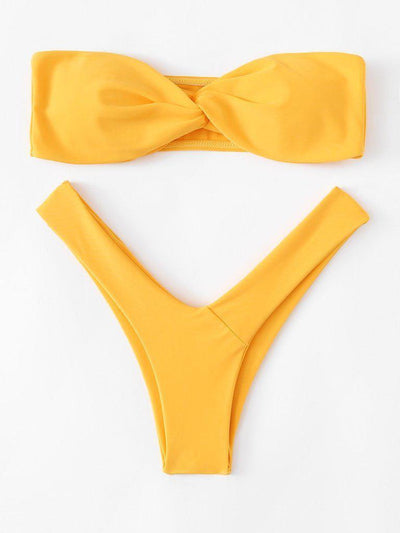 Twist High Leg Bikini Set-swimwear-Des Mess