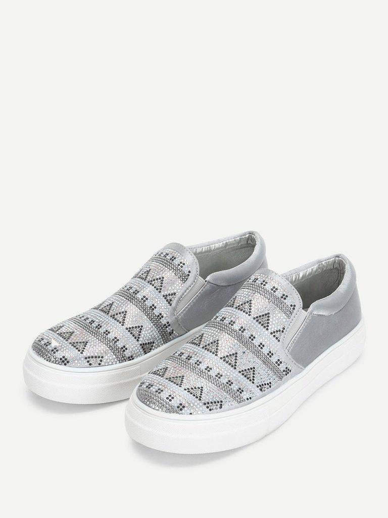Geometric Pattern Slip On Sneakers-shoes-Des Mess