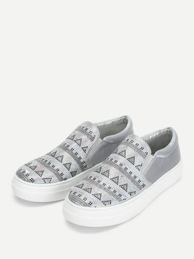 Geometric Pattern Slip On Sneakers-shoes-Des Mess