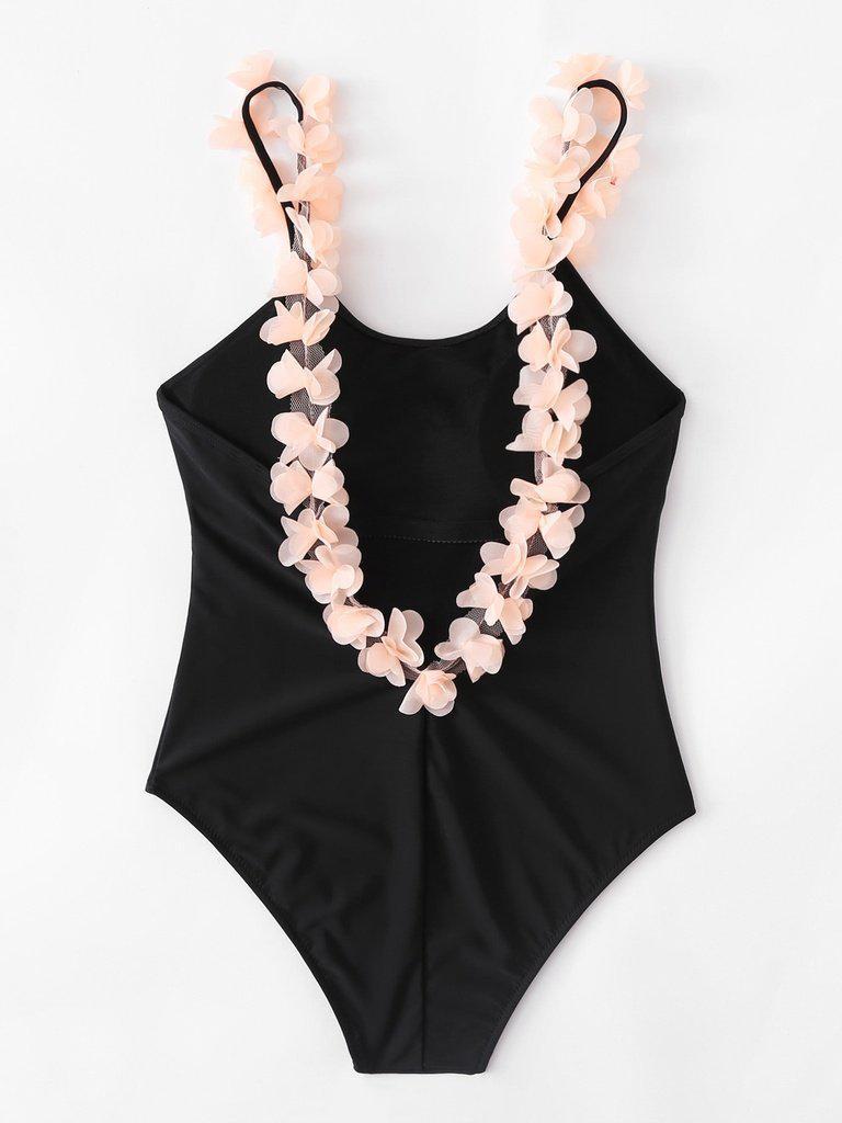 Flower Decorated Swimsuit-swimwear-Des Mess